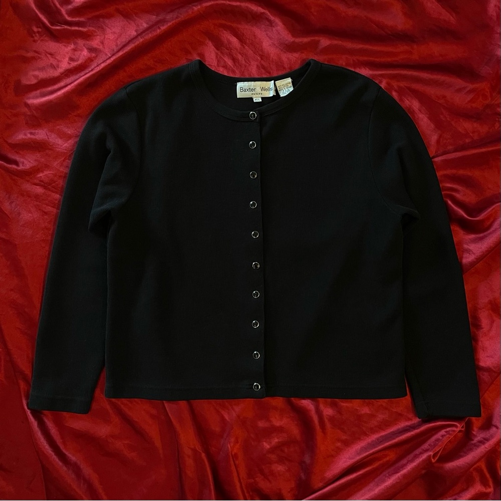 Black Cardigan With Silver Clasp Buttons